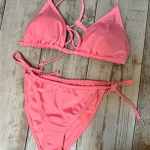 Pink triangle bikini, sizes top L bottoms S